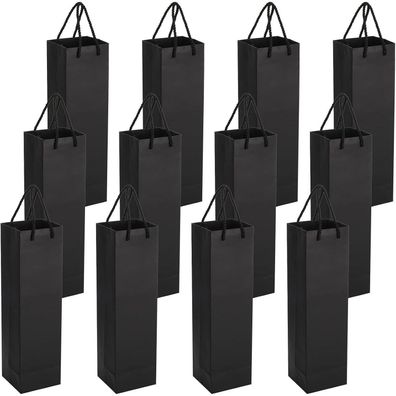 12er Pack Wein Geschenktüten für Weihnachten Hochzeit Geburtstag Schwarz