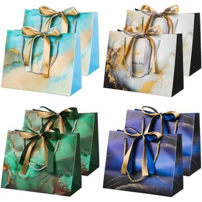 8er Pack Geschenktüten Blau Grün Weiß Dunkelblau groß für Geburtstag Hochzeit