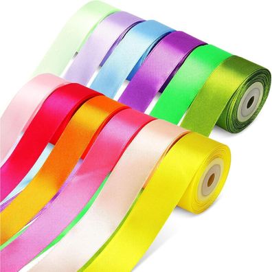 Dooozy Satinband Bänder 12 Farben 25mm 10m Breit Geschenkband Schleifenband