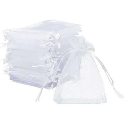 120x Weiß Organza Säckchen Schmuck Geschenktüten - 7x9 cm 120