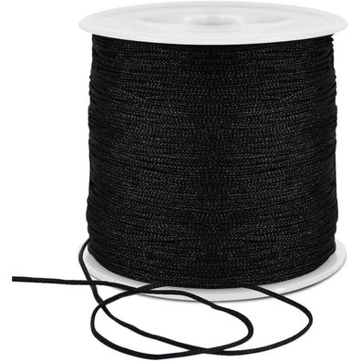 Schwarze Nylonschnur Satinschnur 1mm x 100m für Armbänder Schmuckherstellung