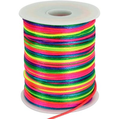 Nylonschnur 2mm x 100m Regenbogen Satinschnur Armband Schmuck Makramee