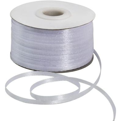 3mm x 200m Weißes Satinband doppelseitig gewebt zum Basteln Geschenkverpackung