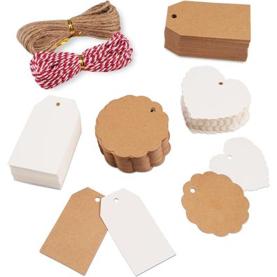 200 Stück Geschenkanhänger Kraftpapier mit Schnur für Hochzeit Handmade passt