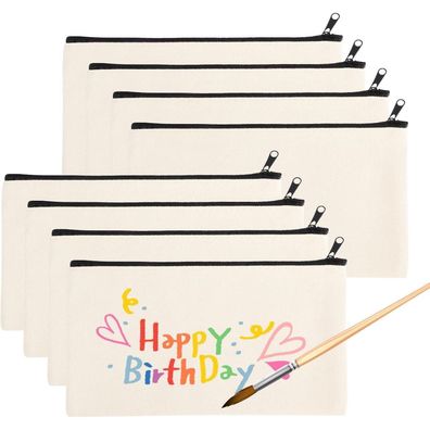 8 Stücke DIY Blanko Stoffbeutel Bastelset Mäppchen zum Bemalen 21x12 cm