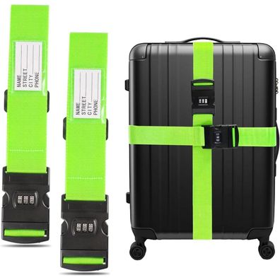 2er Set Gepäckgurte 5 * 200cm Verstellbar Zahlenschloss Grün