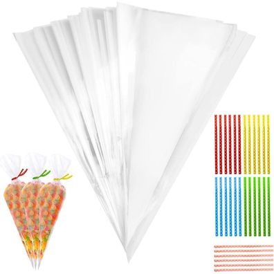 100 Stück Süßigkeiten Tüten Candy Bar Tüten Transparent 25x13cm