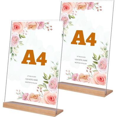 Tischaufsteller Acryl A4 Preisschilder Werbeaufsteller 2er Set