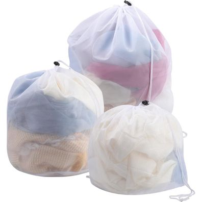 3er Set Wäschenetz mit Kordelstopper, für Waschmaschine, Feinmaschig, Baby BH