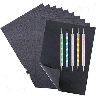 100 Blatt Kohlepapier Transferpapier mit 5 Prägestift-Set A4 Schwarz