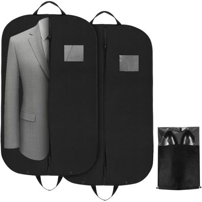 Kleidersack Set 120x60cm mit Schuhbeutel Schwarz - Staubdicht & Wasserfest