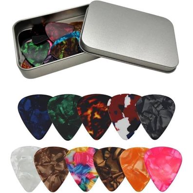 24x Zelluloid Plektren Plektrum Set 0.46MM 0.71MM 0.96MM für Gitarre Ukulele