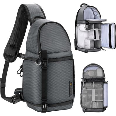 K&F Konzept Kamera Sling Crossbody Schultertasche DSLR Fototasche Grau