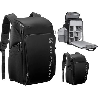 K&F Concept Alpha Rucksack 25L Kamerarucksack mit 16 Zoll Laptopfach, Schwarz
