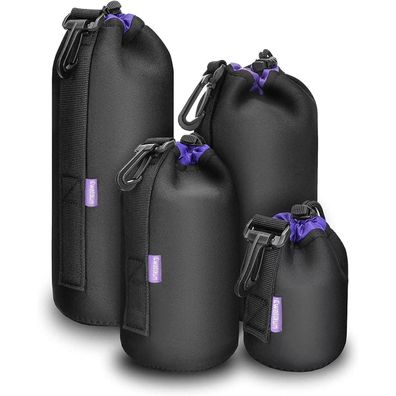 Neopren Objektivtasche Set für Canon Nikon Sony Objektive 4 Größen Schwarz