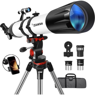 Teleskop 90mm Öffnung 800 Astronomie Erwachsene 32X-240X Kinder Einsteiger