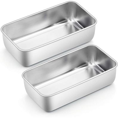 Homikit Edelstahl Kastenform 2er-Set Brotbackform 23,5cm x 12,6cm x 6cm