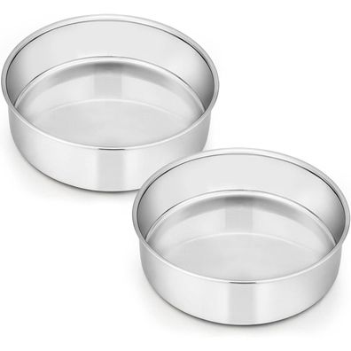 Homikit Edelstahl Rund Backform 2er-Set 16cm Hochglanzpoliert Spülmaschinenfest