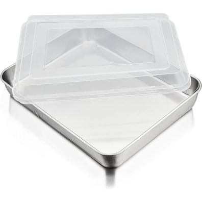 Homikit Edelstahl Backblech mit Deckel 26,5x20,5x4,7 cm Ghostwriter