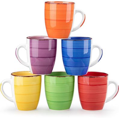 6-teiliges vancasso BONITA Kaffeetassen Set Steingut 360ml Henkel