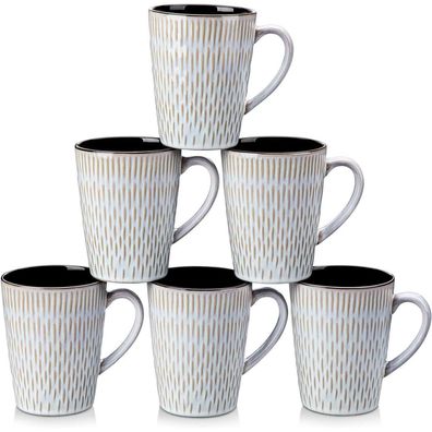 vancasso PLUVO Kaffeetassen Set 6tlg Steingut 480ml Beige Getränke Henkel
