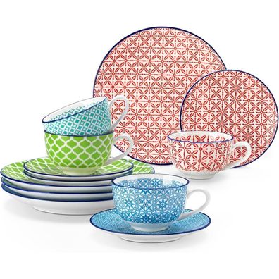 12-teiliges vancasso Macaron Porzellan Kaffeeset bunt für 4-12 Personen