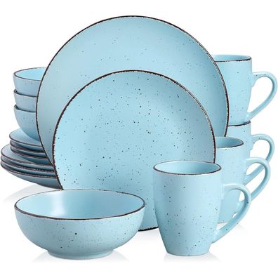 vancasso MODA Tafelservice Steingut Vintage 16-teilig Blau