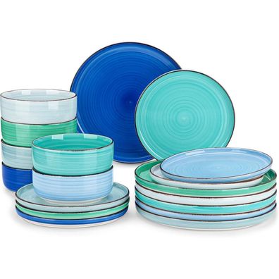 vancasso Bonita Tafelservice 6 Personen Steinzeug 18tlg blau
