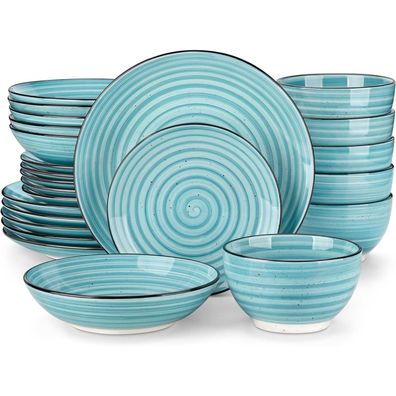 vancasso Tafelservice 6 Personen Steingut Bonbon Blau 24-tlg Geschirrset