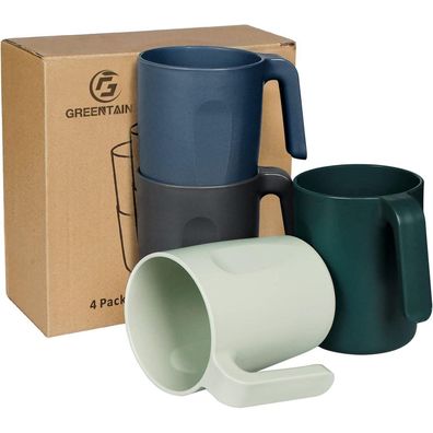 4er Greentainer Tassen 450 ml Kinder Erwachsene Becher ohne Melamin