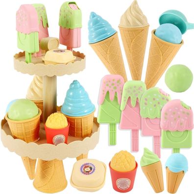 AOLEVA Eis Spielzeug Kinder Eisdiele Eiscreme Kinderküche Zubehör 3 Jahren