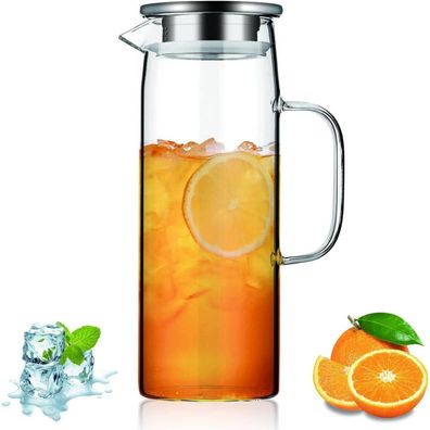 Kyraton Wasserkaraffe 1.5L Klarglas Heiß Kaltgetränke Wasserkrug Karaffe