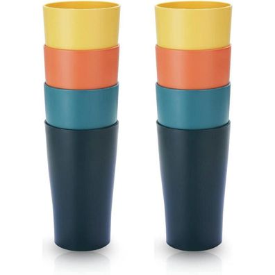 8er Kunststoffbecher 450ml Kaffeetassen unzerbrechlich für Kinder und Erwachsene