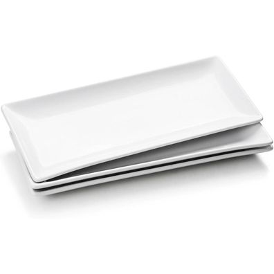 Servierplatten Set Weiß Porzellan 3er Rechteckig 36x15cm