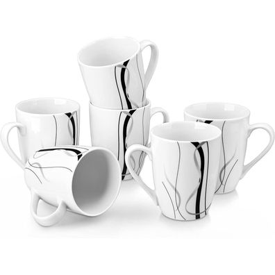 Porzellan Kaffeebecher Set Fiona | 6-teilig 350 ml 10,2 cm | Tafelservice