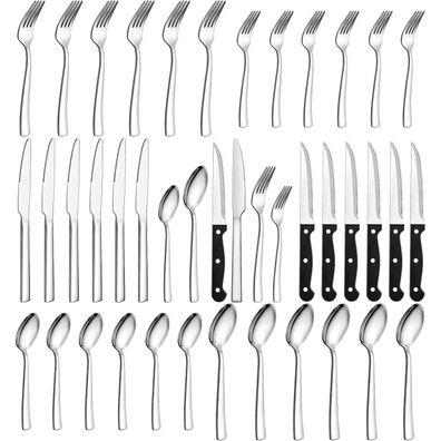 Premium Edelstahl Besteck Set 36-teilig für 6 Personen Wildone hochglanzpoliert