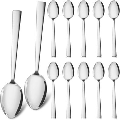 12er Set Edelstahl Suppenlöffel Esslöffel Hochglanzpoliert 19.5cm - 12 Stück