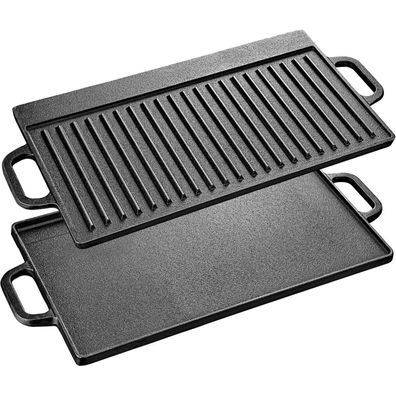 Velaze Gusseisen Grillplatte 42x23cm für Gas- und Elektrogrill, BBQ, Camping
