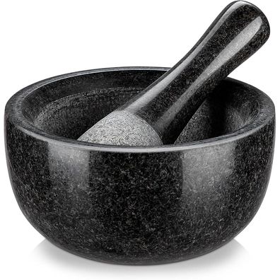 Velaze Granit Mörser Stößel 580ML Ø 16cm Gewürzmörser Kräuter Pestle & Mortar