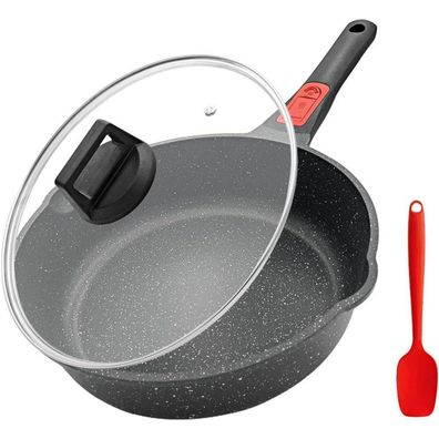 Bobikuke Pfanne 24cm Granit Stein Beschichtung Deckel Antihaft Induktion