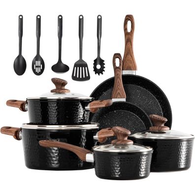 DishDelight 15-teiliges Kochgeschirr-Set aus Granit mit Antihaftbeschichtung