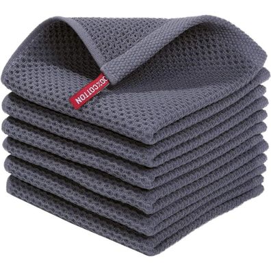 Weiche Geschirrtücher 100% Baumwolle 6er Set 30x30 cm Dunkelgrau