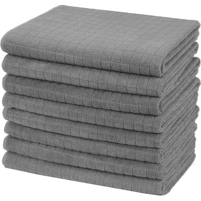 8er-Set Microfaser Küchentücher 45x65cm Grau - saugfähig, fussel- und kratzfrei