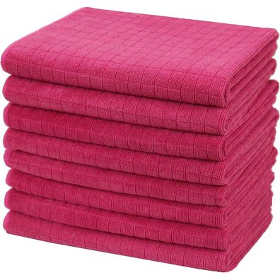 8er-Set Microfaser Geschirrtücher weich saugfähig fussel frei 45x65cm Pink