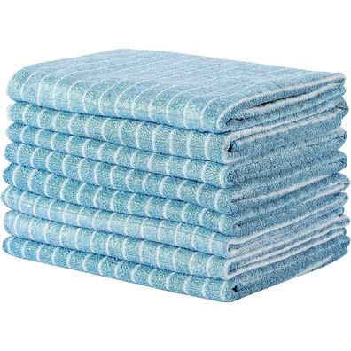 8er-Set Bambus Microfaser Geschirrtücher 45x65cm Blau Küchentücher