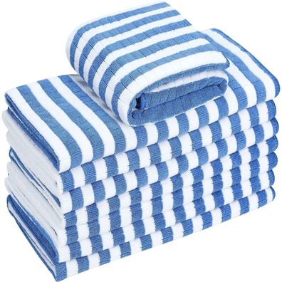 8er-Set Microfaser Geschirrtücher 65x45 cm Blau, saugfähig & weich