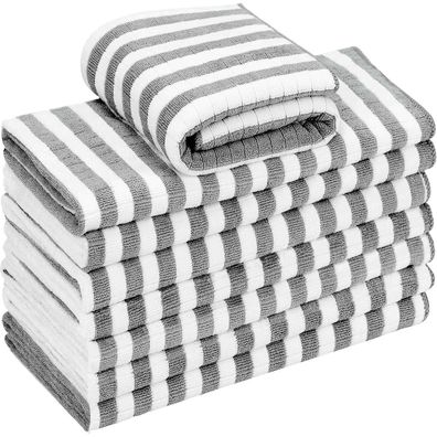 8er-Set Mikrofaser Geschirrtücher 65x45cm Grau, super saugfähig & weich