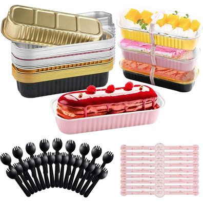 30er Mini Kuchenformen Set mit Deckel & Löffel 200ml Aluminium Backformen
