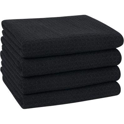 4er Set VIVOTE Mikrofaser Geschirrtücher Schwarz 40x60cm - Weich & Saugfähig