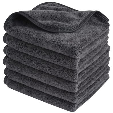 Mikrofaser Gesichtsreinigungstücher 30x30cm Make-Up Entferner Grau 6 Stück